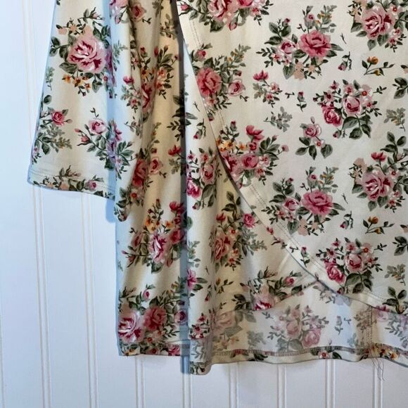 Doublju Wrap Top Women’s 2Xlarge Multicolor Floral Cottage Core 3/4 Sleeves - Picture 4 of 12